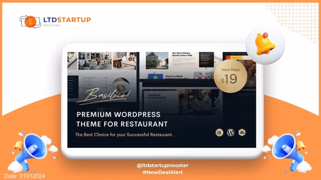 Basilico | Ristorante Premium & Cafe WordPress copertina tema