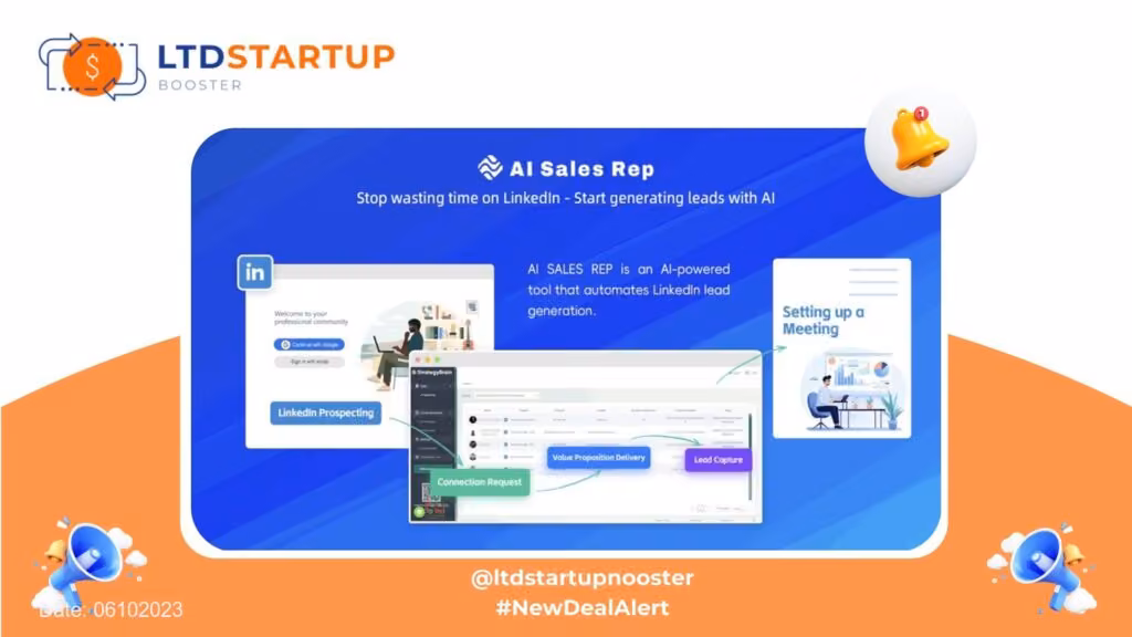 [새로운 일생 거래] StrategyBrain AI Sales Rep Lifetime Deal - AI automates LinkedIn 리드 생성. 커버