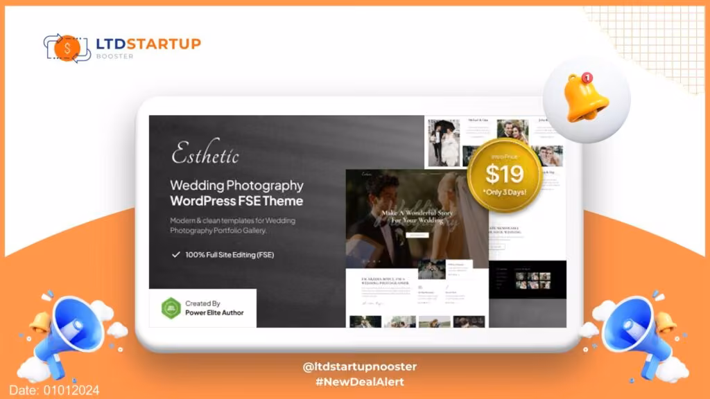 Esthétique - Photographie de mariage FSE WordPress Couverture thématique