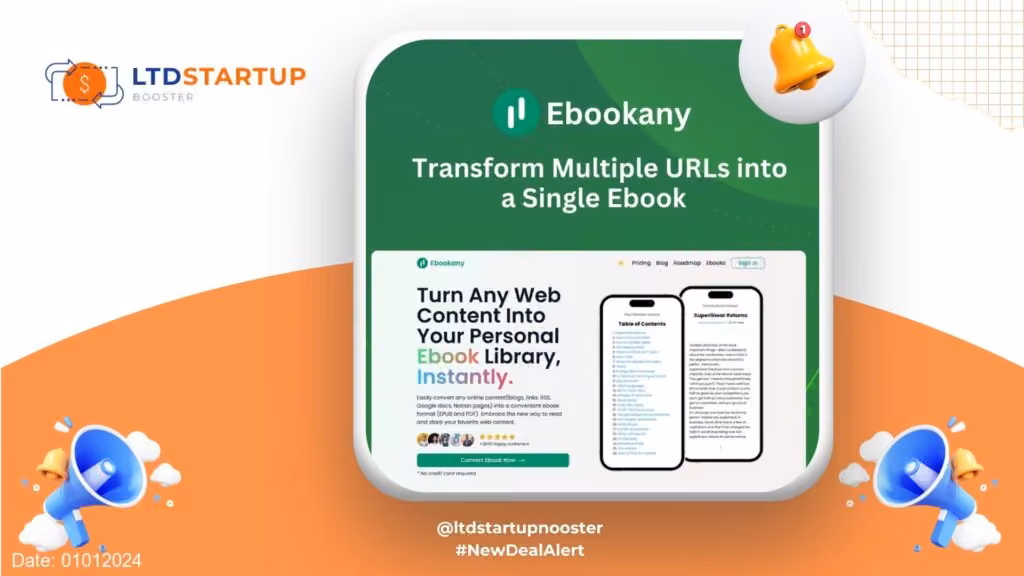 New LTD Alert - Ebookany: Convert any Web Content into Your Digital E-Book Collection cover