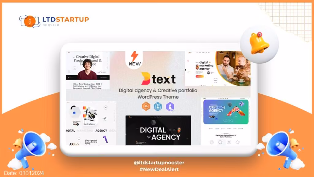 Btext - Portfolio & Digital Agency WordPress copertina tema