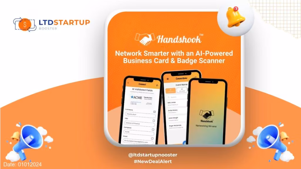 새로운 LTD Alert - Handshook : 네트워킹 및 CRM 통합 커버를위한 AI 비즈니스 카드 스캐너