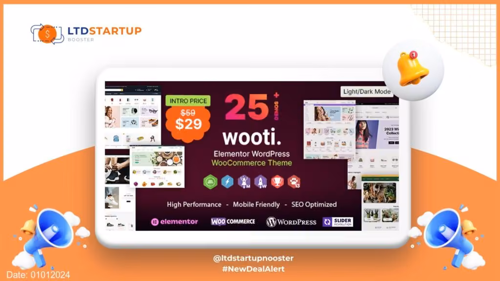 Trang web xây dựng kiểu từ có mục đích cao cấp Wooti WP