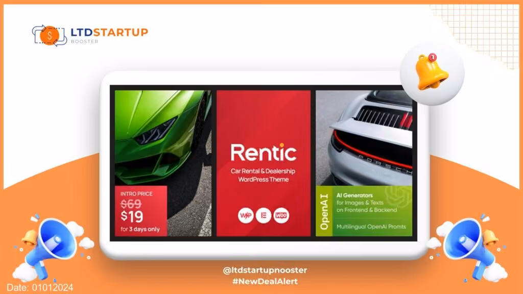 Rentic - Car Rental & Dealership WordPress Theme cover