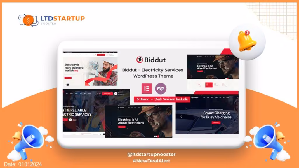 Biddut - Servizi di Elettricità WordPress copertura tematica