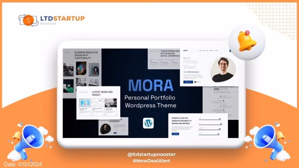 Mora - 개인 포트폴리오 WordPress 테마 커버
