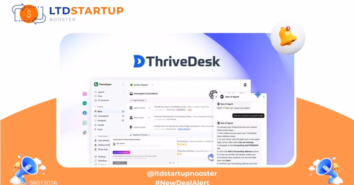 ThriveDesk دی زندگی بھر دی آفر دا بینر