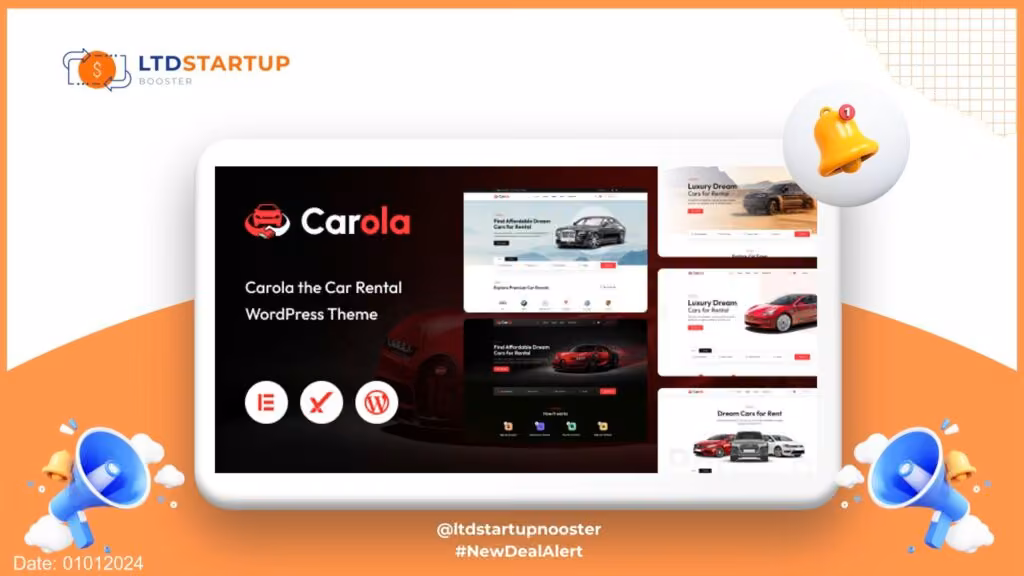 Carola - Noleggio auto WordPress tema copertura