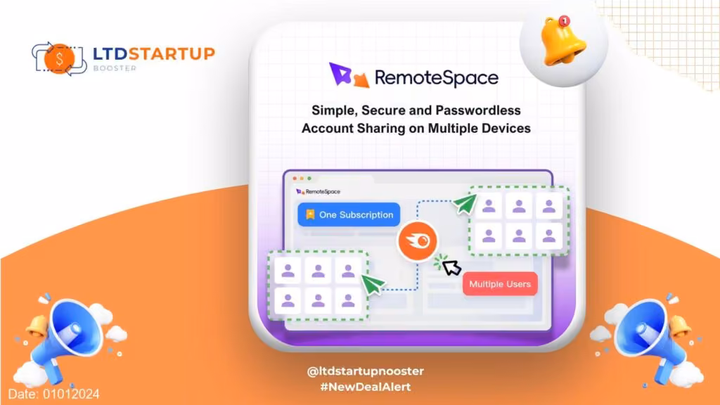 새로운 LTD Alert - RemoteSpace : 한 번 클릭 커버에서 암호없이 계정을 공유하십시오.