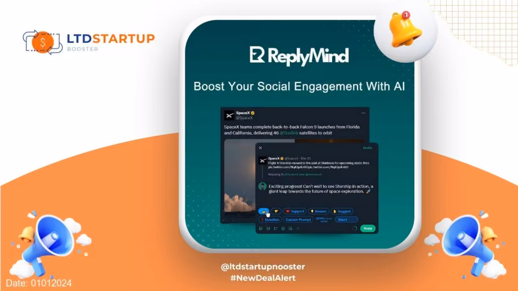 Nuova Alert LTD - ReplyMind: Elevate il vostro social media coinvolgimento con AI-Powered Replies copertura