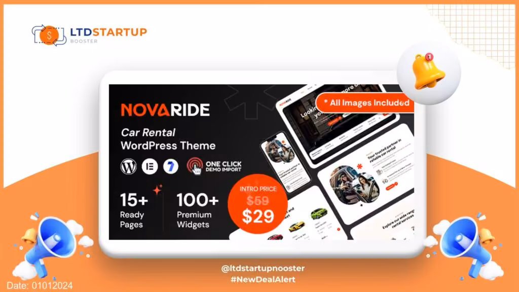 Novaride - Noleggio auto WordPress tema copertura