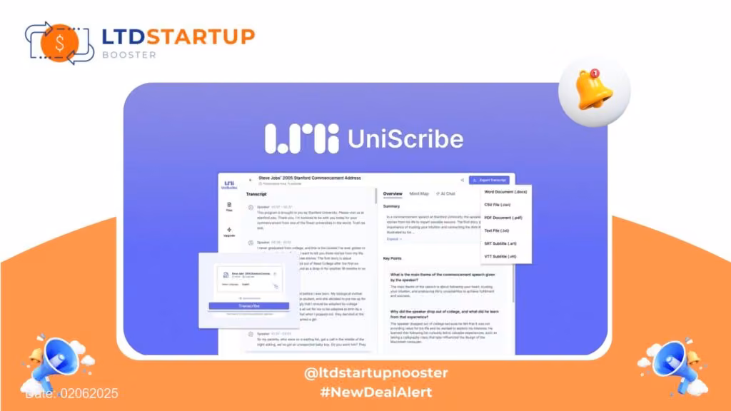 [New LTD] UniScribe - Transcribe audio and video in minutes cover
