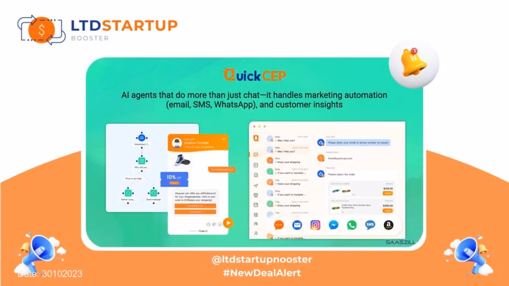 QuickCEP - QuickCEP Lifetime Deal: Revolutionize e-commerce with AI-driven customer support, seamless Shopify integration, and personalized marketing automation. cover