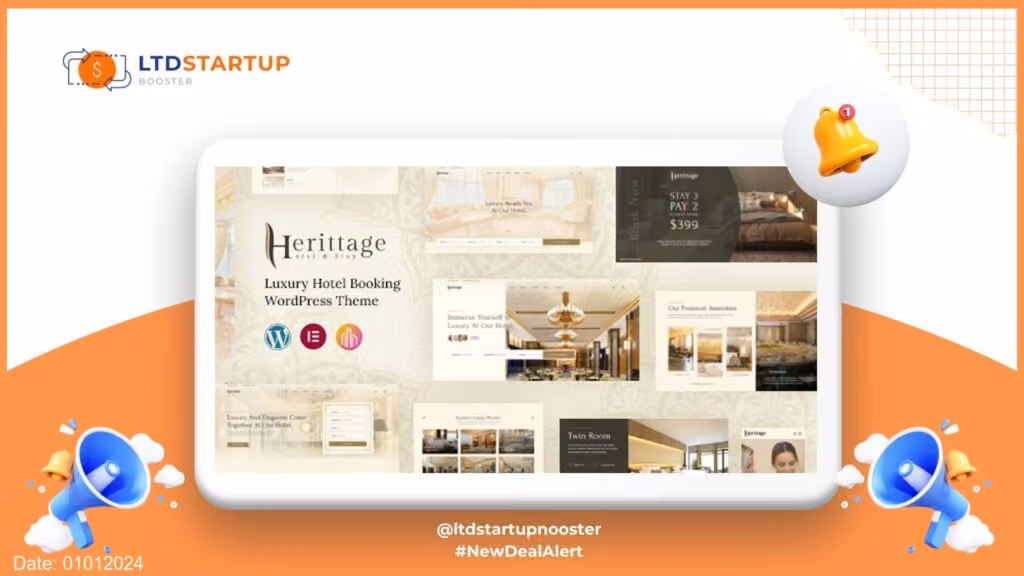 Herittage - Hotel Booking WordPress copertina tema