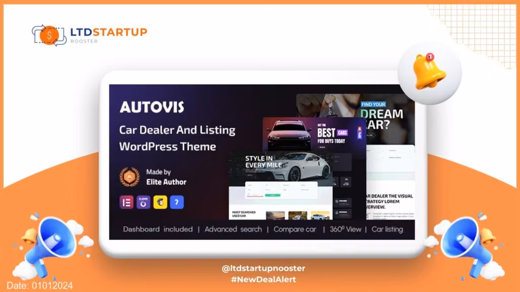 Autovis - 자동차 대리점 및 목록 WordPress 테마 커버