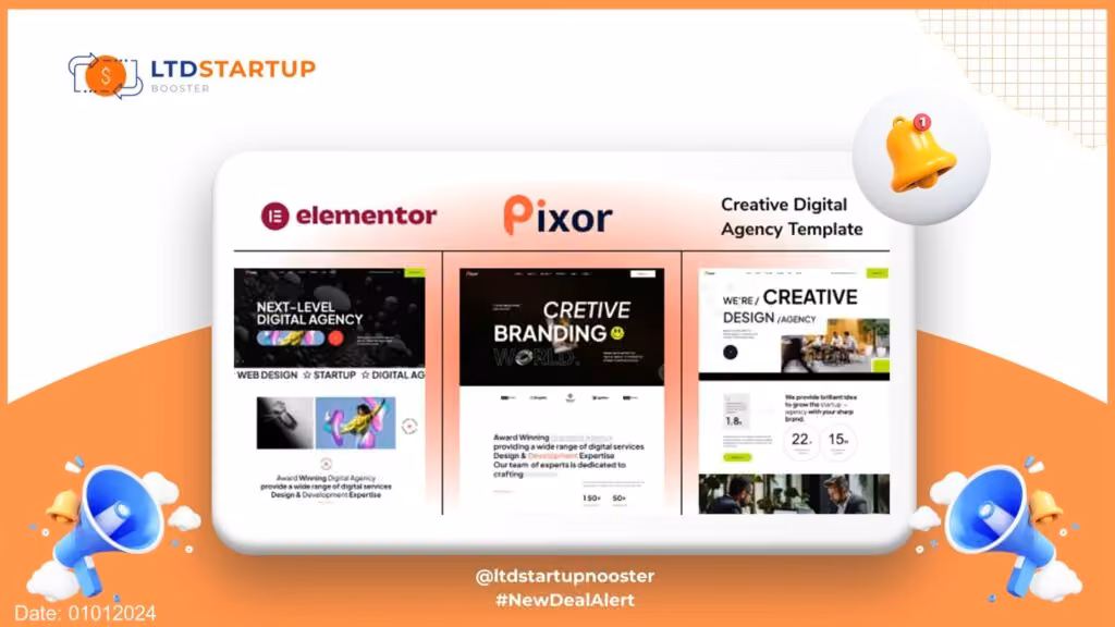 Pixor - Creative Digital Agency WordPress Theme cover