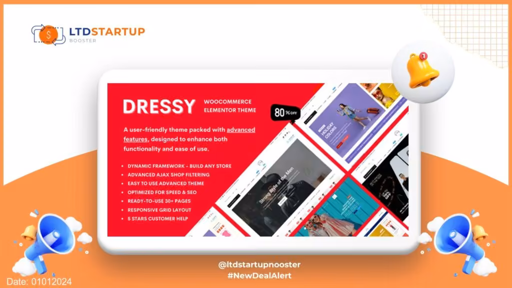 Dressy - Fashion Store eCommerce WordPress tema copertura