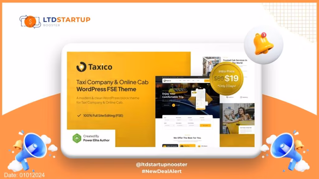 Taxico - 택시 회사 및 온라인 택시 서비스 FSE WordPress 테마 커버