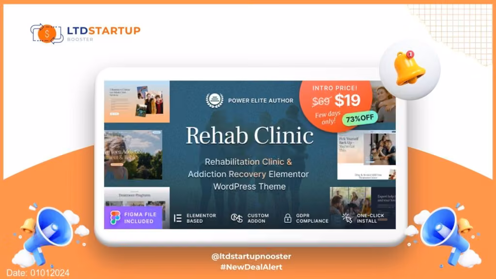 Rehab Clinic - Addiction Recovery Center WordPress copertura tema