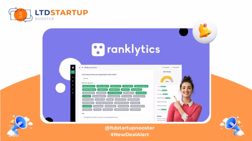Nuovo Lifetime Deal - AlertRanklytics - AI-powered SEO tool analizzando 200 + segnali di classifica per migliorare le classifiche di ricerca. copertina