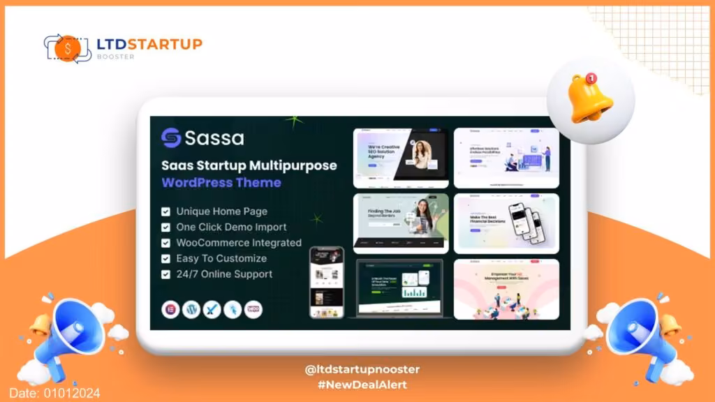 Sassa - Startup Multipurpose WordPress Theme cover
