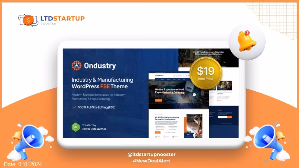 Ondustry – Industria & Manufacturing FSE WordPress copertura tematica